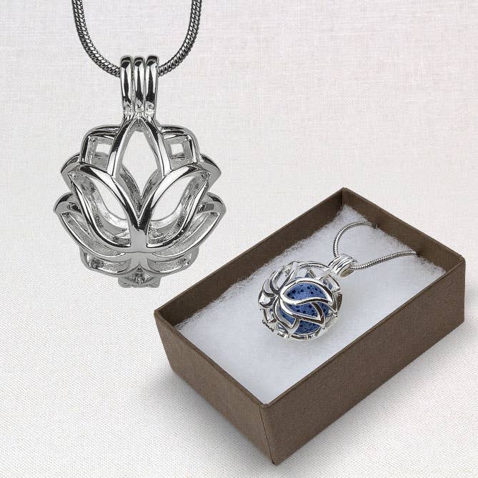 Lotus Aromatherapy Locket with Clay Diffuser Ball