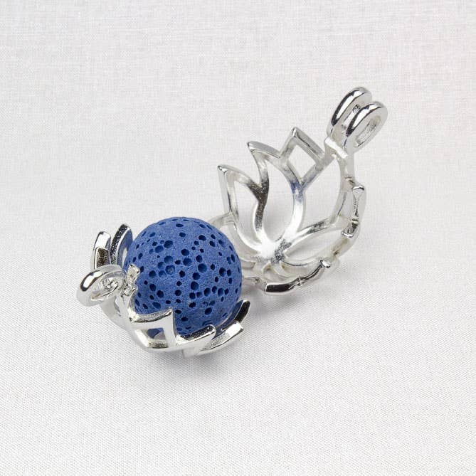 Lotus Aromatherapy Locket with Clay Diffuser Ball