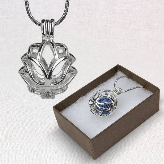 Lotus Aromatherapy Locket with Clay Diffuser Ball