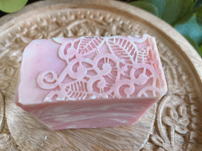 Prosecco & Raspberry Soap, Lace Top Soap, Handmade Cold