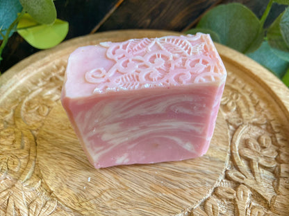 Prosecco & Raspberry Soap, Lace Top Soap, Handmade Cold