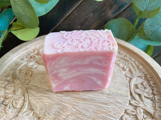 Prosecco & Raspberry Soap, Lace Top Soap, Handmade Cold